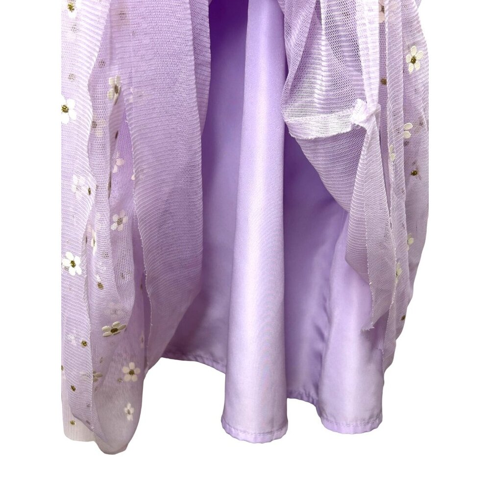 Cat & Jack Girls’ Dress S 6/6X Lavender Ruffled Cap Sleeves Daisy Overlays Party - Picture 7 of 9